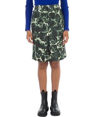 Burberry Floral Print Waxed Cotton Skirt, Brand Size 6 Us - Green
