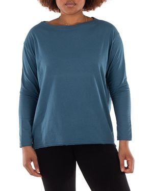The Good Tee The Effortless V-Neck Long Sleeve Tee - Blue