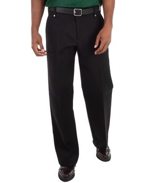 Burberry Straight Leg Wool Trousers, Brand Size 50 (Waist - Black