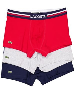 Lacoste Stretch Cotton 3-Pack Boxer Briefs - Red