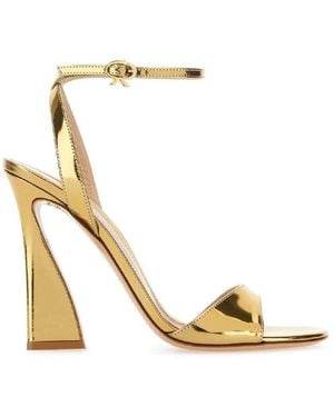 Gianvito Rossi Leather Aura Sandals, Brand Size 37 Us - Metallic