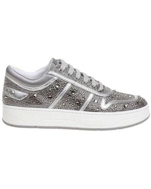 Jimmy Choo Hawaii Metallic Crystal Stud Trainers, Brand Size 34 Us - Grey