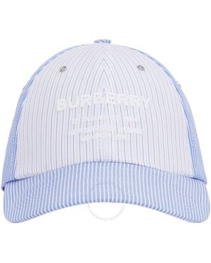 Burberry Striped Horseferry-motif Cotton Baseball Cap - Blue