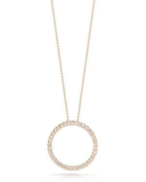 Roberto Coin 18K Rose Tiny Treasures Medium Diamond Circle Necklace 001259Axchx0 - Metallic