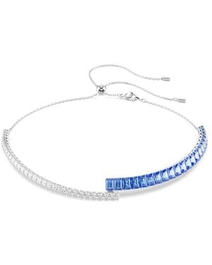 Swarovski Matrix Mixed Cuts Rhodium Plated Choker - Blue