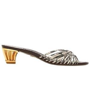 Ferragamo Aryana Cage Heel Leather Sandals - Metallic