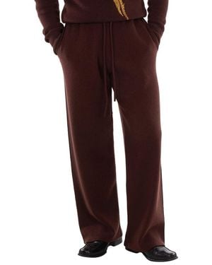 Burberry Rose Print Wool Track Pants - Brown