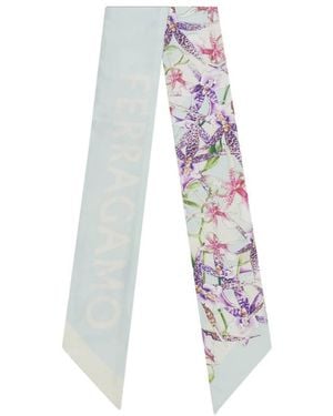 Ferragamo Gaia Print Silk Bandeau - Blue