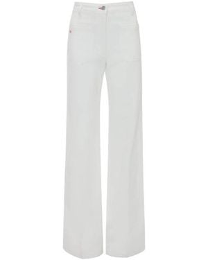 Victoria Beckham Alina High-Waisted Flared Jeans, Waist - White