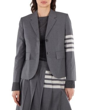 Thom Browne Ladies Med 4-Bar Single-Breasted Blazer - Grey