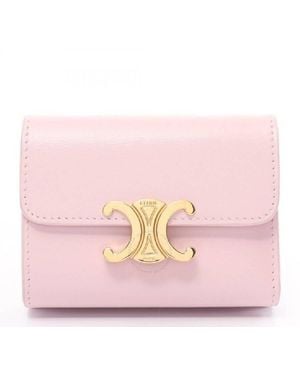 Celine Triomphe Compact Tri-Fold Wallet - Pink