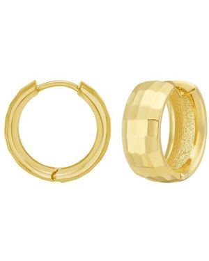 Tresorra 14K Checkerboard Patterned Hoop Earrings - Metallic