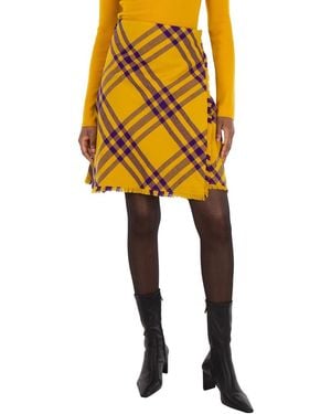 Burberry Embroidered Wool Skirt - Yellow