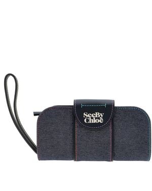 See By Chloé Laetizia Long Folded Denim Wallet - Blue