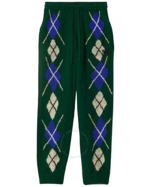 Burberry Diamond Pattern Wool Joggers - Green
