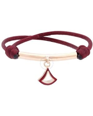 BVLGARI Burgundy Fabric Divas Dream Bracelet - Red