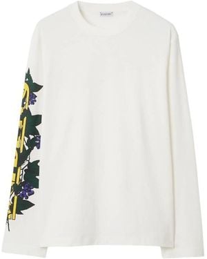 Burberry Ivy Logo Cotton Long-Sleeved Top - White