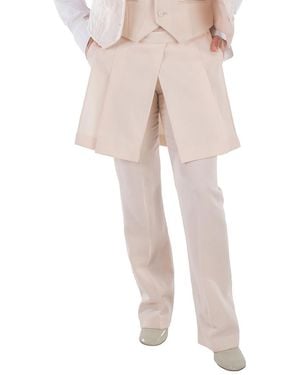 Fendi Grain De Poud Pleated Panel Wool Trousers, Brand Size 42 (Us - Natural
