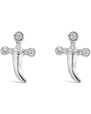 Haus of Brilliance 925 Sterling Diamond Accent Knife Earrings (H-I Colour, I2-I3 Clarity) - Metallic