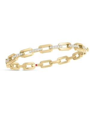 Roberto Coin 18K Navarra Hard Chain Link Diamond Bangle - Metallic