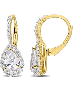 Amour 3 5/8 Ct Tgw Created Sapphire Teardrop Leverback Earrings - Metallic