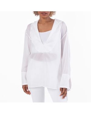 Ferragamo Ferragamo Hooded Tunic Oversized Top - White