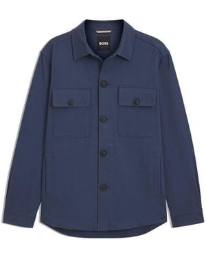 BOSS C-Carper Stretch-Cotton Twill Overshirt, Brand Size 54 Us - Blue