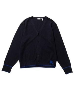 Burberry Equestrian Knight Wool Cardigan - Blue
