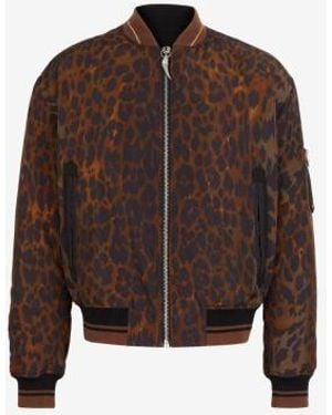 Roberto Cavalli Animalier Jacquard Bomber Jacket, Brand Size 52 Us - Brown