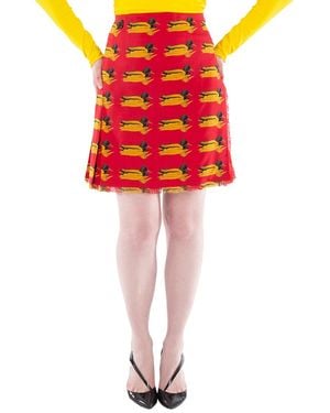 Burberry Duck Print Wool Mini Skirt, Brand Size 4 Us - Red