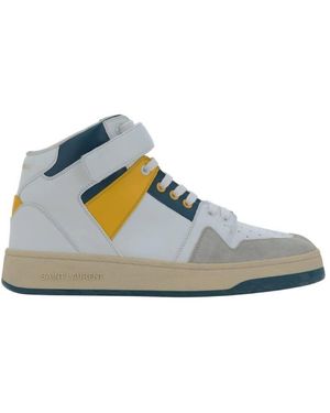 Saint Laurent Lax Colour-Block Mid-Top Trainers, Brand Size 40 Us - Blue