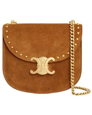 Celine Besace Clea Chain Satchel Bag - Brown