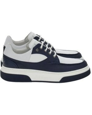 Ferragamo Caronte Leather Low-Top Trainers - Blue