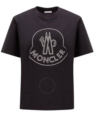 Moncler Logo Embellished Classic Cotton T-Shirt - Black