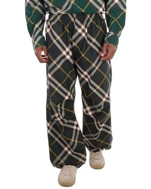 Burberry Wide-Leg Checked Pants - Green