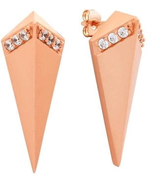 Sole du Soleil Lupine Collection 18K Rg Plated Satin Finish Prism Fashion Earring - Pink