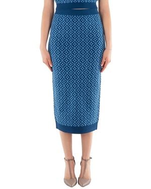 Michael Kors Logo Jacquard Stretch Knit Pencil Skirt - Blue
