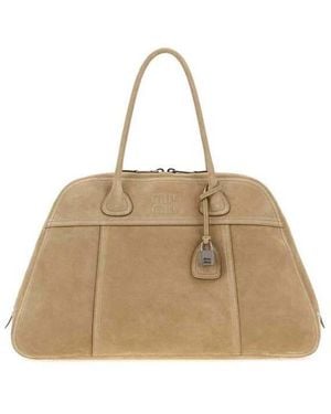 Miu Miu Suede Vivant Shopping Bag Ecru' Borse A Mano - Natural