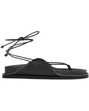 St. Agni Everyday Tie-Up Leather Sandals, Brand Size 39 Us - Black