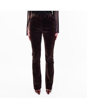 Ferragamo Ferragamo Straight-Leg Flock Velvet Trouser - Black
