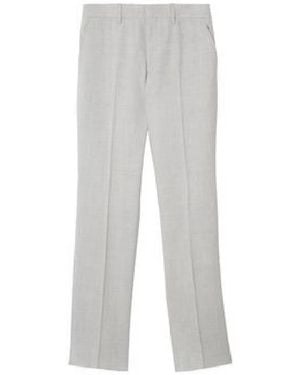 Burberry Straight Leg Tailored Wool Trousers, Brand Size 52 (Waist - Grey