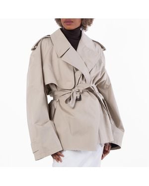 Balenciaga Classic Fit Cropped Trench Coat, Brand Size 2 - Natural