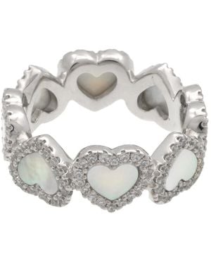 Apm Monaco Sterling Nacre Full Heart Paved Ring - Metallic