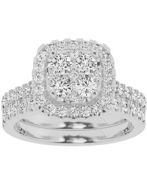 Brilliant Diamond Lab Grown 1.50 Ctw Diamond Cushion Bridal Set, Engagement Ring Set - Grey