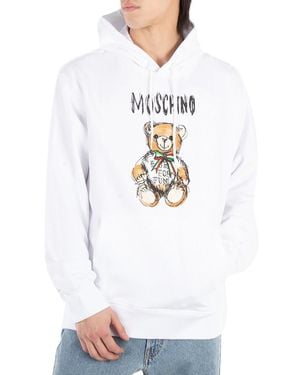 Moschino Drawn Teddy Bear Logo Hoodie - White