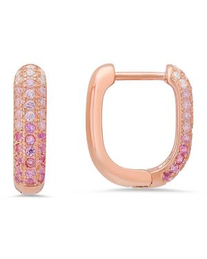 Kylie Harper 14K Rose Over Sapphire Ombre Pave Cz Hoop Earrings - White
