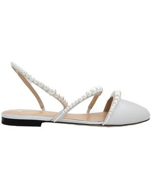 Mach & Mach Pearl-Embellished Sirene Ballerina Shoes - White