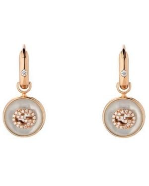 Gucci Interlocking 18Ct Rose Hoop Mother Of Pearl Earrings - Metallic