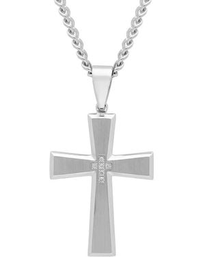 Robert Alton 1/20 Ctw Stainless Steel Diamond Cross Necklace - White