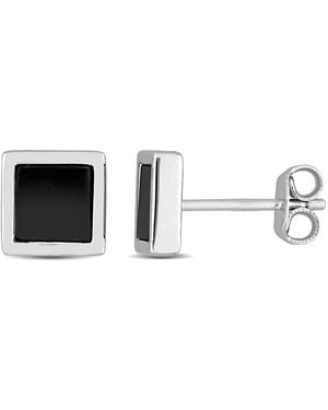 Amour 1 Ct Tgw Hematite Square Stud Earrings - Black